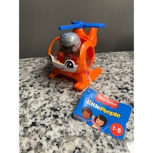 Fisher Price Little People Orange Helicopter Toy with Pilot 1-5 Years
